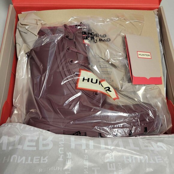 Hunter Shoes - Hunter Women's Diana Waterproof Lace-Up Rain Boots in Dark Red
